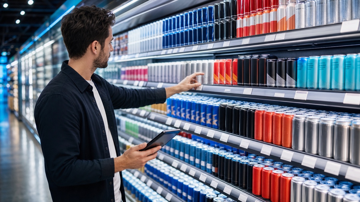 A beverage operator reviewing products prepared for higher-volume production